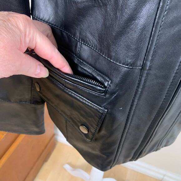 NEW A.n.a Sz L Genuine Buttery Soft Lambskin Leather Moto Jacket Black Full Zip - Picture 5 of 13